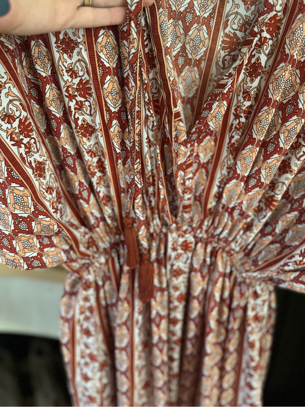 Cost Plus World Market Rust-Patterned Boho Maxi Dress - Picture 5 of 7